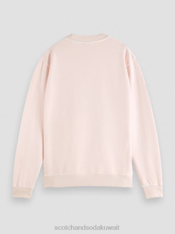 ملابس Scotch & Soda سويت شيرت بياقة دائرية مصبوغ بالملابس ذو مقاس عادي وَردَة رجال N0V4541