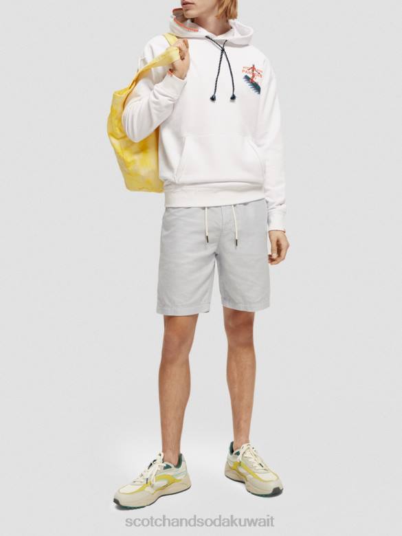 ملابس Scotch & Soda هوديي عمل فني مريح أبيض رجال N0V4547
