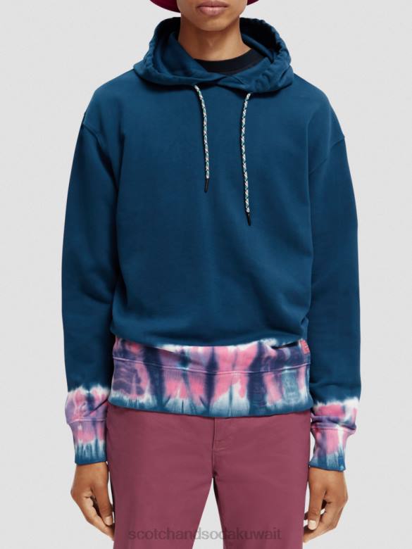 ملابس Scotch & Soda سترة بغطاء رأس مصبوغة من القطن العضوي التحرير والسرد أ رجال N0V4549