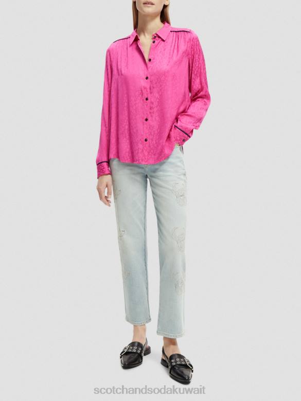 ملابس Scotch & Soda قميص ذو قصة ضيقة ضارب الى الحمرة نحيف N0V454
