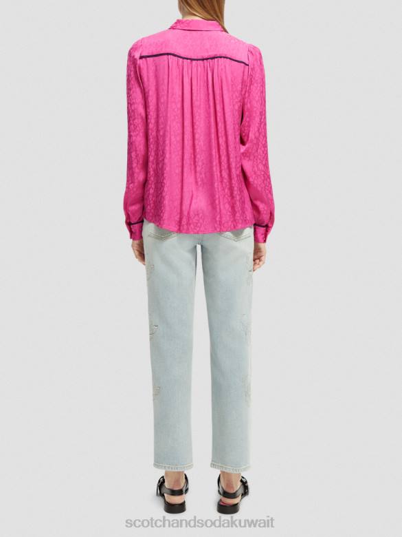 ملابس Scotch & Soda قميص ذو قصة ضيقة ضارب الى الحمرة نحيف N0V454