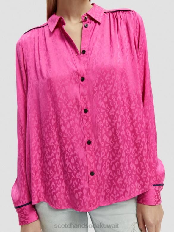 ملابس Scotch & Soda قميص ذو قصة ضيقة ضارب الى الحمرة نحيف N0V454