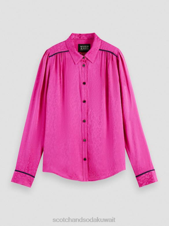 ملابس Scotch & Soda قميص ذو قصة ضيقة ضارب الى الحمرة نحيف N0V454