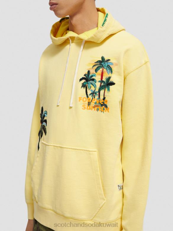 ملابس Scotch & Soda هوديي عمل فني مريح شروق الشمس رجال N0V4552