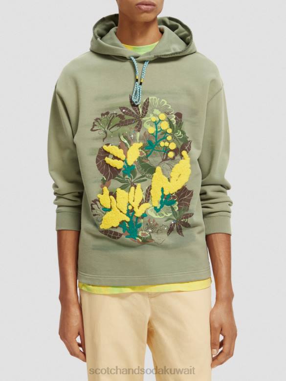ملابس Scotch & Soda هوديي عمل فني مريح جيش رجال N0V4555