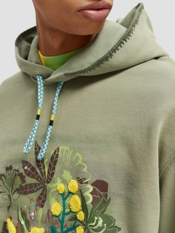 ملابس Scotch & Soda هوديي عمل فني مريح جيش رجال N0V4555