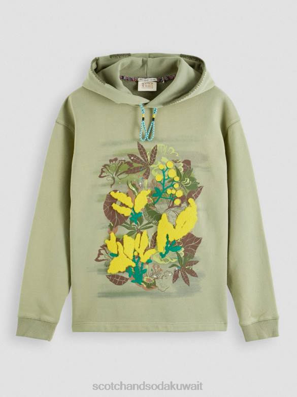 ملابس Scotch & Soda هوديي عمل فني مريح جيش رجال N0V4555