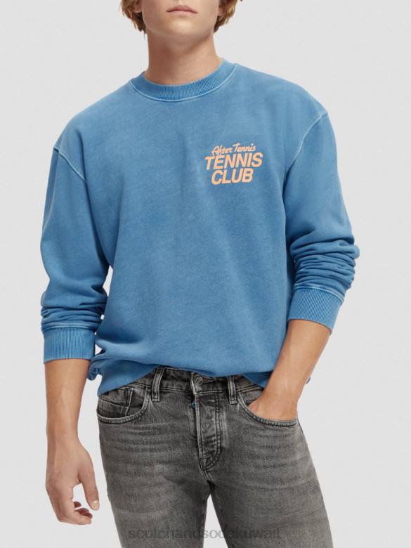 ملابس Scotch & Soda قميص من النوع الثقيل مصبوغ الملابس ريفييرا الأزرق رجال N0V4556