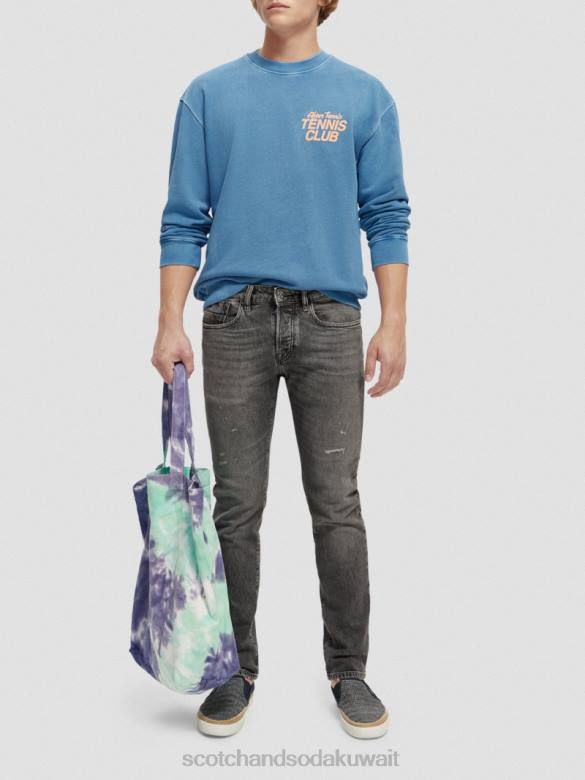 ملابس Scotch & Soda قميص من النوع الثقيل مصبوغ الملابس ريفييرا الأزرق رجال N0V4556