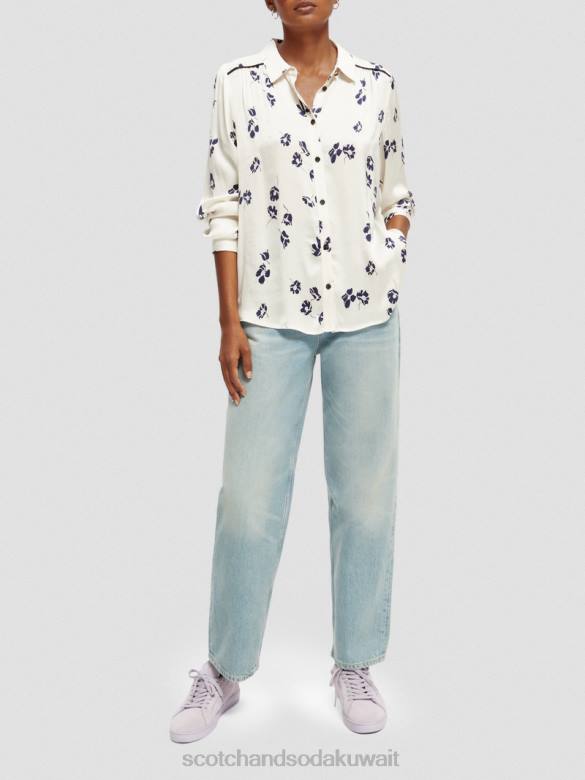 ملابس Scotch & Soda قميص ذو قصة ضيقة زهور التوليب نحيف N0V455