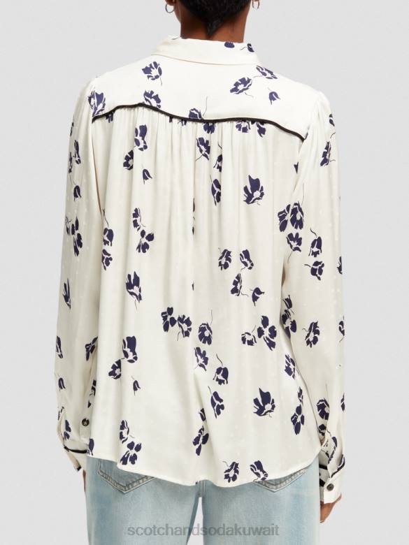 ملابس Scotch & Soda قميص ذو قصة ضيقة زهور التوليب نحيف N0V455