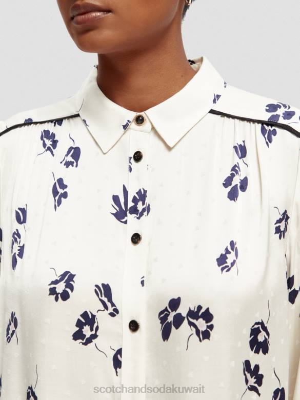 ملابس Scotch & Soda قميص ذو قصة ضيقة زهور التوليب نحيف N0V455