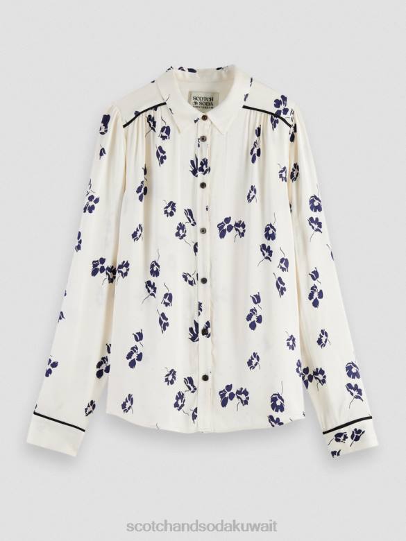 ملابس Scotch & Soda قميص ذو قصة ضيقة زهور التوليب نحيف N0V455