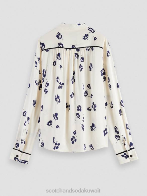 ملابس Scotch & Soda قميص ذو قصة ضيقة زهور التوليب نحيف N0V455