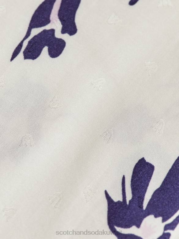 ملابس Scotch & Soda قميص ذو قصة ضيقة زهور التوليب نحيف N0V455