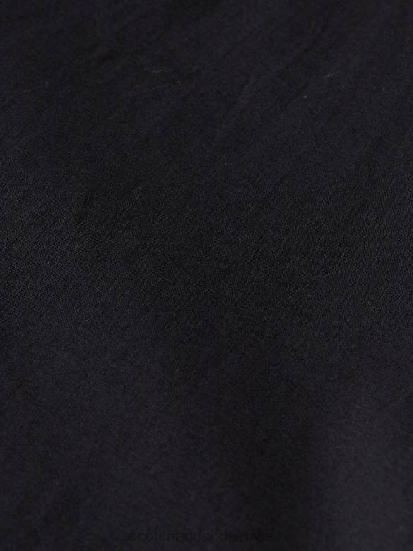 ملابس Scotch & Soda بلوزة من قماش البوبلين القطني العضوي خفيف الوزن أسود رجال N0V4564