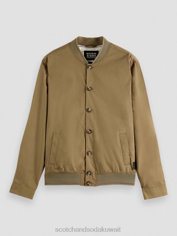 ملابس Scotch & Soda بلوزة من قماش البوبلين القطني العضوي خفيف الوزن الكاكي رجال N0V4565