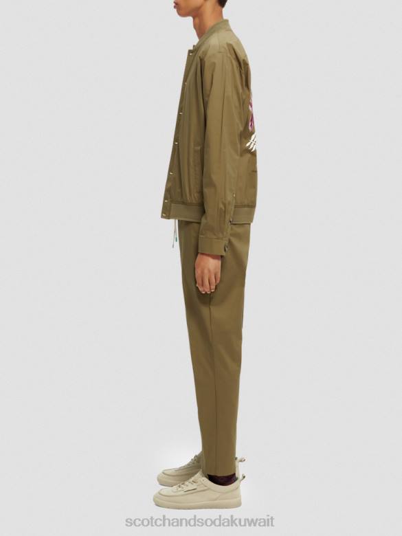 ملابس Scotch & Soda بلوزة من قماش البوبلين القطني العضوي خفيف الوزن الكاكي رجال N0V4565