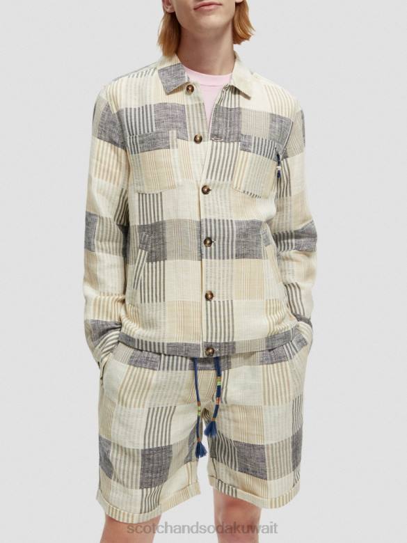 ملابس Scotch & Soda قميص جاكار بمربعات الاختيار الأزرق رجال N0V4568