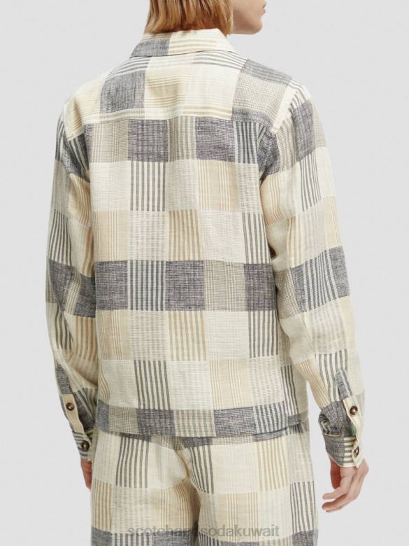 ملابس Scotch & Soda قميص جاكار بمربعات الاختيار الأزرق رجال N0V4568
