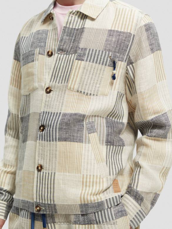 ملابس Scotch & Soda قميص جاكار بمربعات الاختيار الأزرق رجال N0V4568
