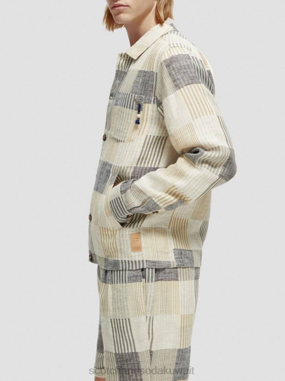 ملابس Scotch & Soda قميص جاكار بمربعات الاختيار الأزرق رجال N0V4568