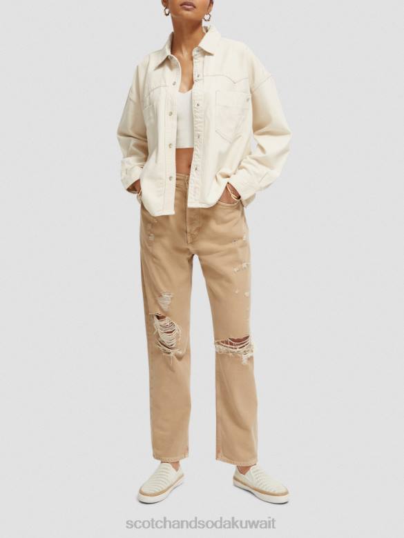 ملابس Scotch & Soda قميص الدنيم الغربي كبير الحجم إكرو مغسول نحيف N0V456