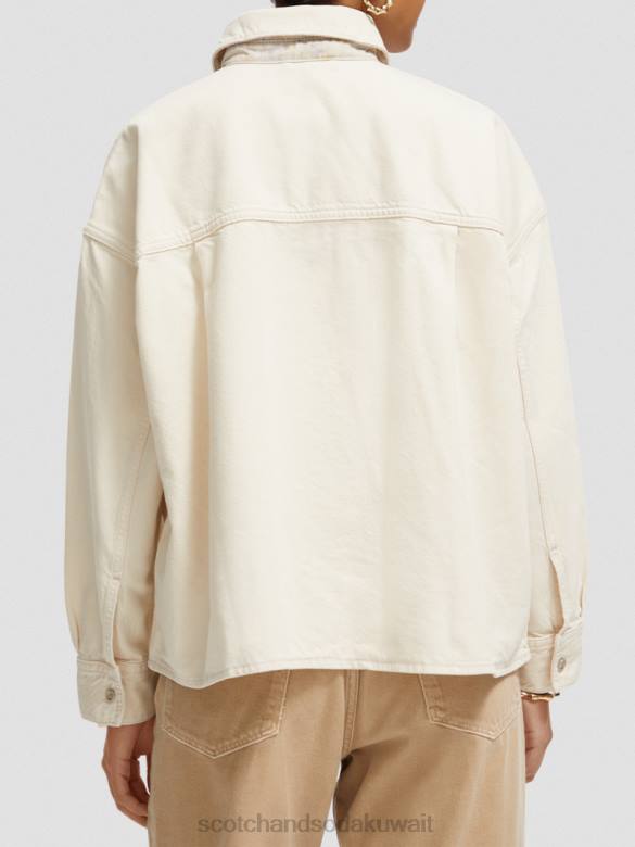 ملابس Scotch & Soda قميص الدنيم الغربي كبير الحجم إكرو مغسول نحيف N0V456