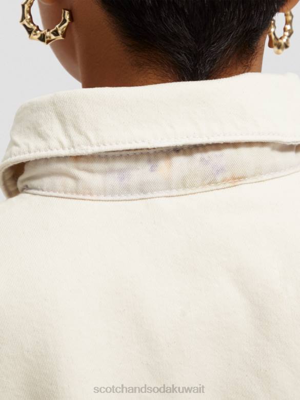 ملابس Scotch & Soda قميص الدنيم الغربي كبير الحجم إكرو مغسول نحيف N0V456