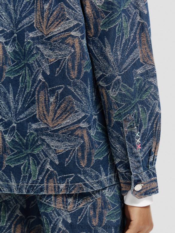 ملابس Scotch & Soda قميص من قماش الجاكار الدنيم الزهري الجاكار النيلي رجال N0V4572