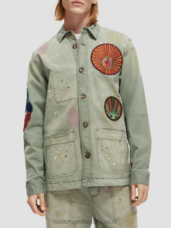 ملابس Scotch & Soda سترة فائدة العمل الفني التصحيح جيش رجال N0V4575