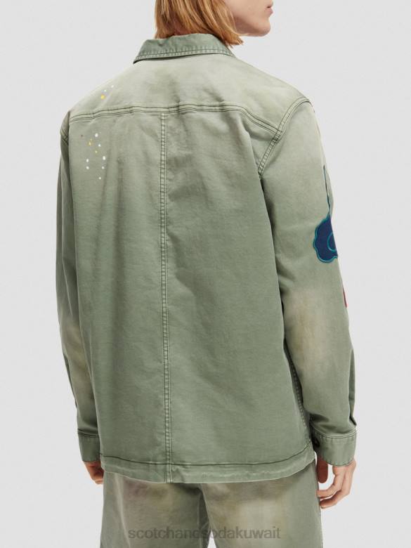 ملابس Scotch & Soda سترة فائدة العمل الفني التصحيح جيش رجال N0V4575