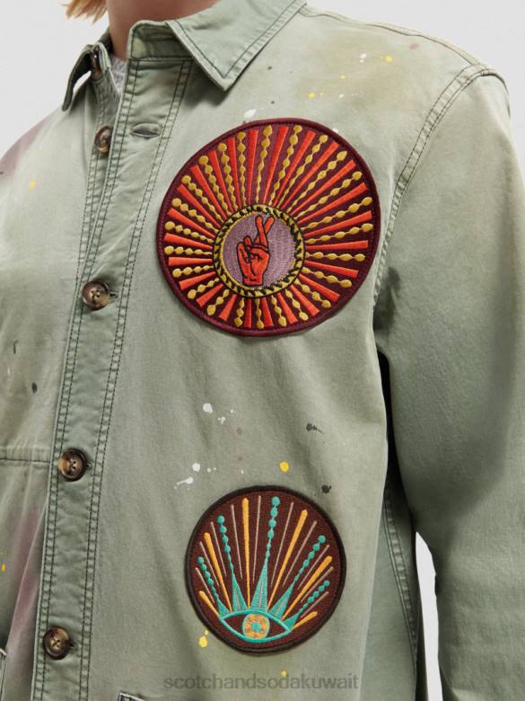 ملابس Scotch & Soda سترة فائدة العمل الفني التصحيح جيش رجال N0V4575