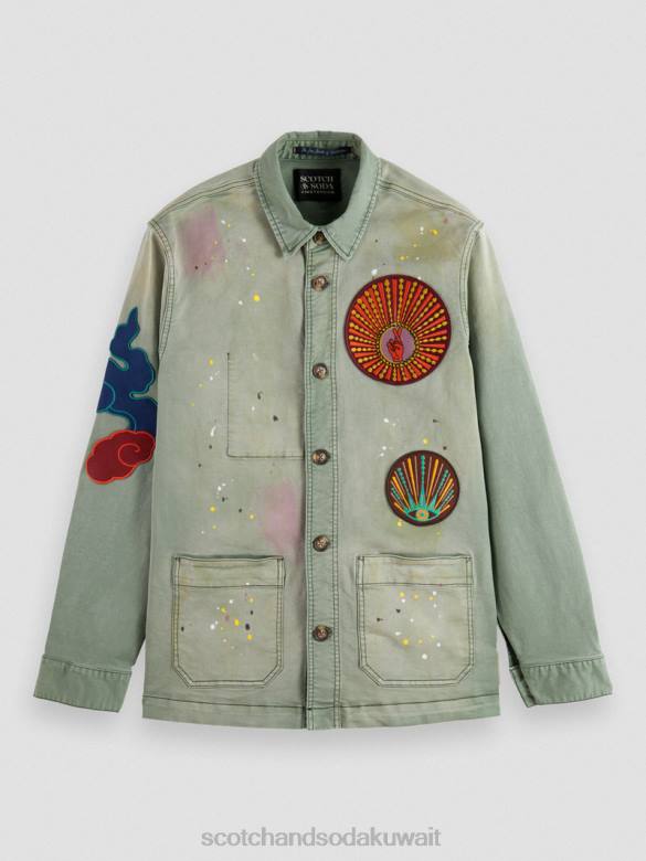 ملابس Scotch & Soda سترة فائدة العمل الفني التصحيح جيش رجال N0V4575