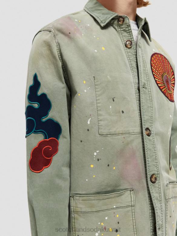 ملابس Scotch & Soda سترة فائدة العمل الفني التصحيح جيش رجال N0V4575