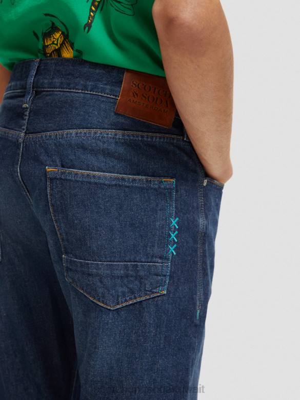 ملابس Scotch & Soda رالستون جينز عادي بقصة ضيقة قطرة المطر مظلمة رجال N0V4579