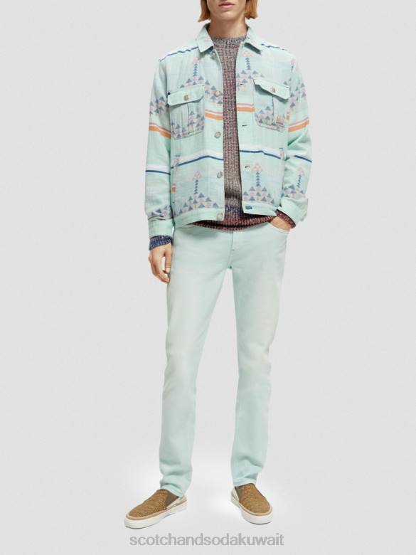 ملابس Scotch & Soda الجينز المصبوغ ذو المقاس النحيف للغاية نعناع رجال N0V4583