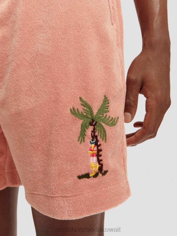 ملابس Scotch & Soda شورت برمودا منشفة مطرزة فلامنغو رجال N0V4592