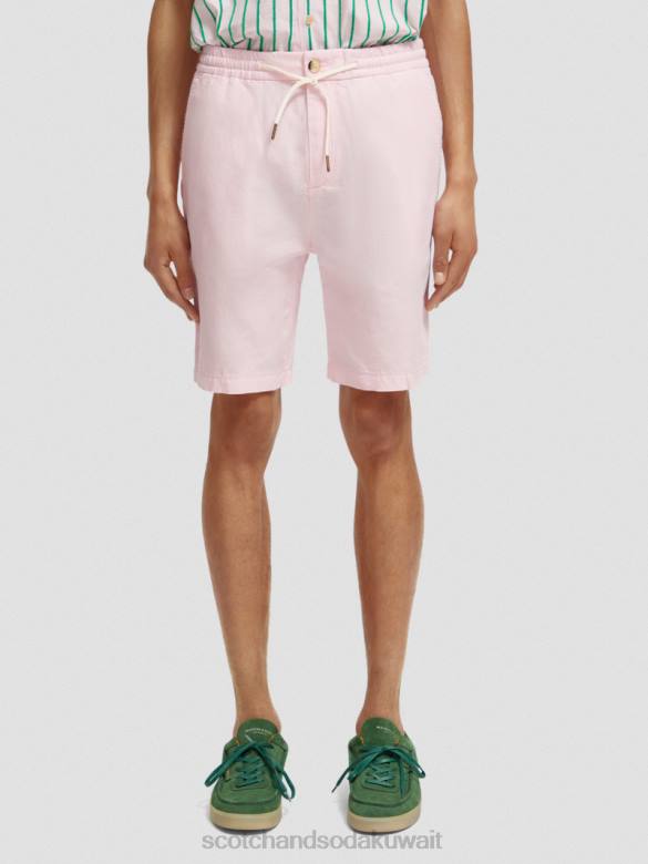 ملابس Scotch & Soda شورت برمودا من مزيج الكتان المفضل وَردَة رجال N0V4598