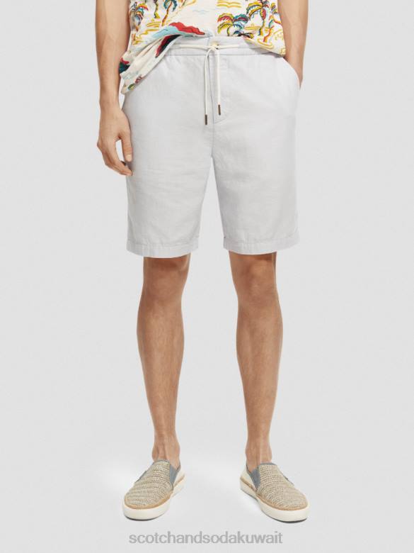 ملابس Scotch & Soda شورت برمودا من مزيج الكتان المفضل رمادي فاتح رجال N0V4599