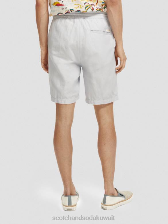 ملابس Scotch & Soda شورت برمودا من مزيج الكتان المفضل رمادي فاتح رجال N0V4599
