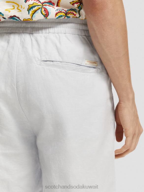 ملابس Scotch & Soda شورت برمودا من مزيج الكتان المفضل رمادي فاتح رجال N0V4599