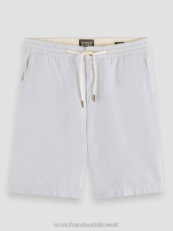 ملابس Scotch & Soda شورت برمودا من مزيج الكتان المفضل رمادي فاتح رجال N0V4599