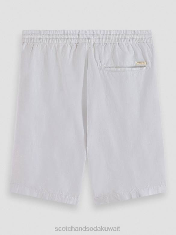ملابس Scotch & Soda شورت برمودا من مزيج الكتان المفضل رمادي فاتح رجال N0V4599