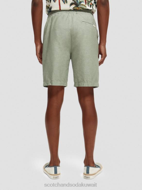 ملابس Scotch & Soda شورت برمودا من مزيج الكتان المفضل جيش رجال N0V4600
