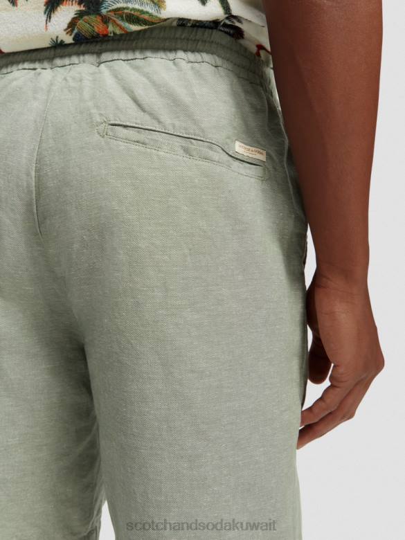 ملابس Scotch & Soda شورت برمودا من مزيج الكتان المفضل جيش رجال N0V4600