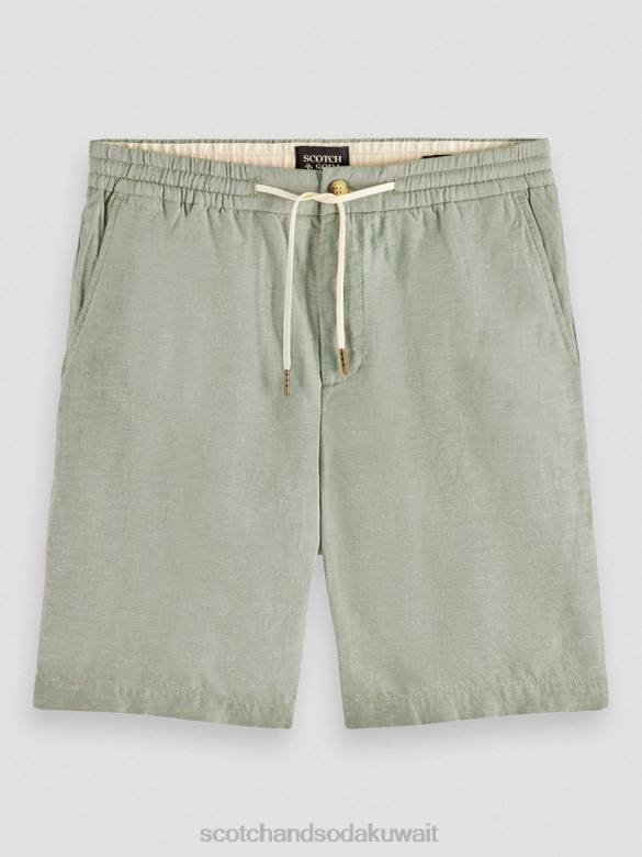 ملابس Scotch & Soda شورت برمودا من مزيج الكتان المفضل جيش رجال N0V4600