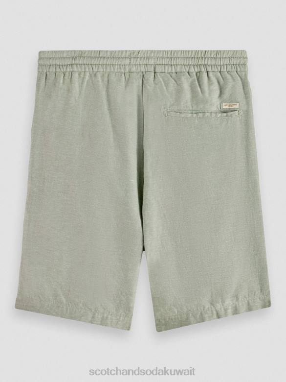 ملابس Scotch & Soda شورت برمودا من مزيج الكتان المفضل جيش رجال N0V4600