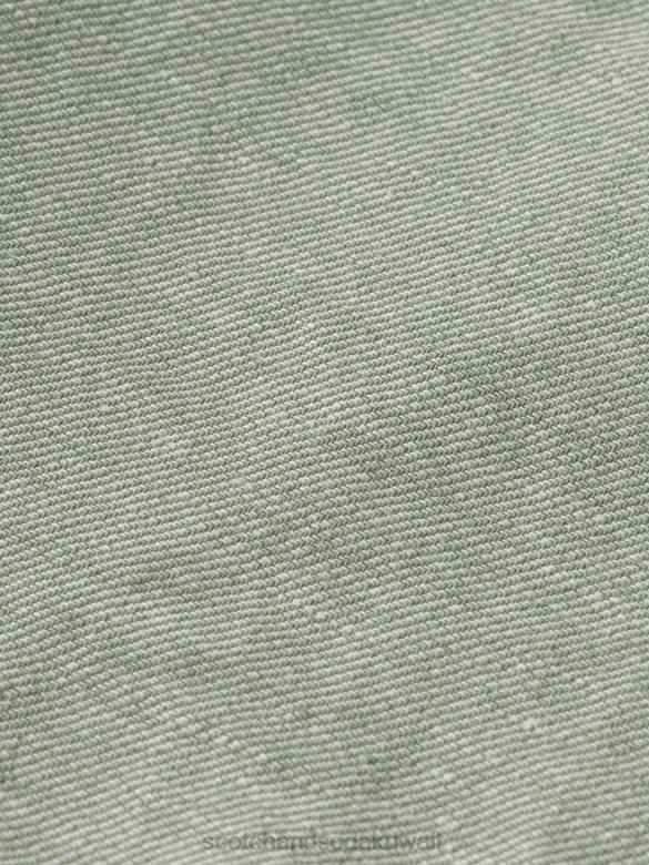 ملابس Scotch & Soda شورت برمودا من مزيج الكتان المفضل جيش رجال N0V4600