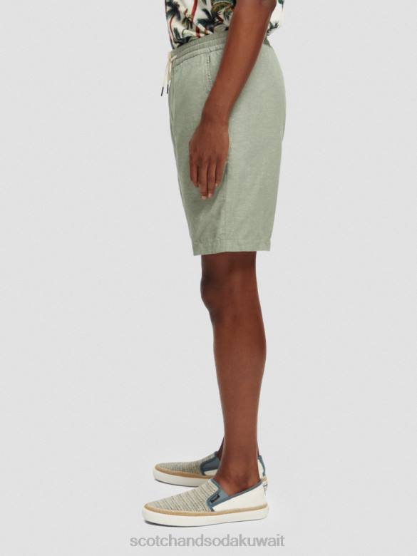 ملابس Scotch & Soda شورت برمودا من مزيج الكتان المفضل جيش رجال N0V4600